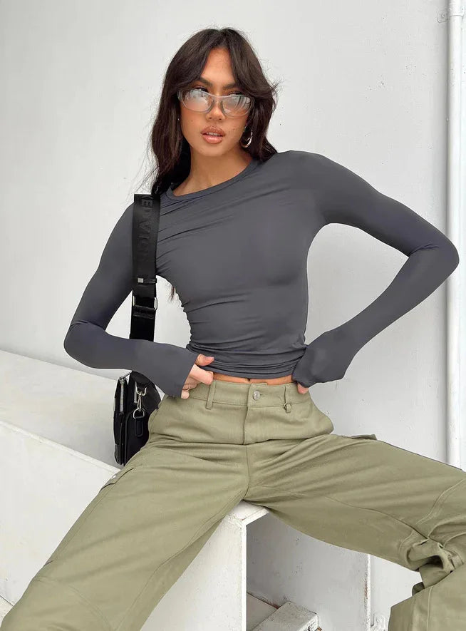 Women's Slim Fit Long Sleeve Crop Tee