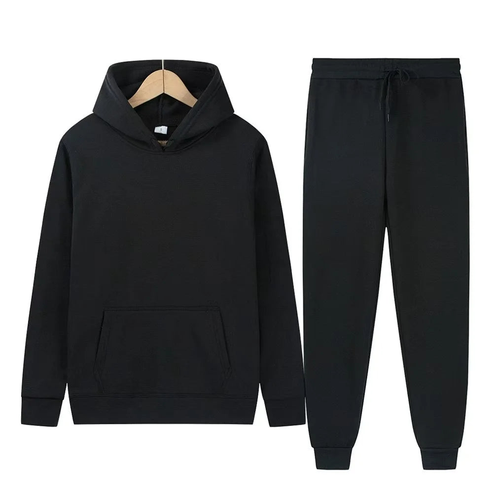 Men's Solid Hoodie & Pants Set