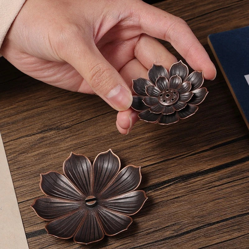 Bronze Lotus Incense Stick Holder