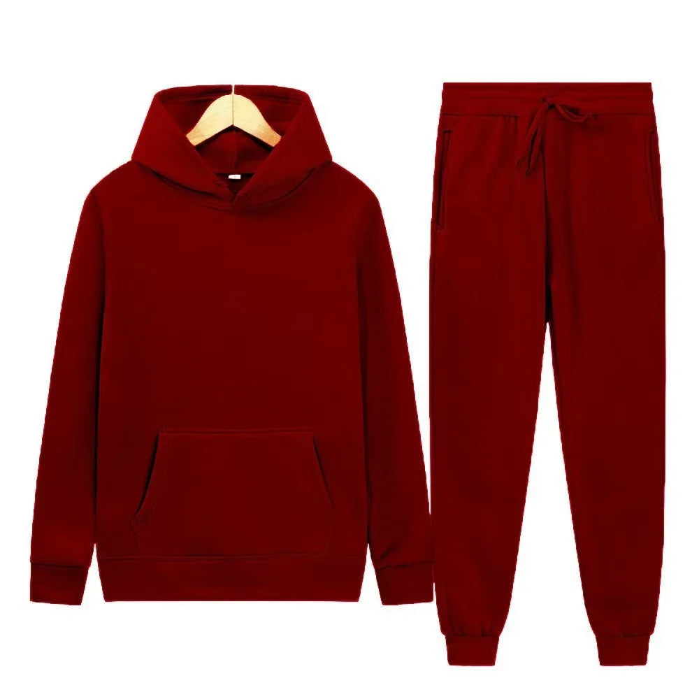 Men's Solid Hoodie & Pants Set