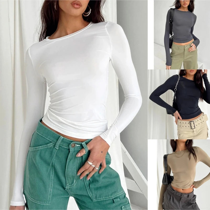 Women's Slim Fit Long Sleeve Crop Tee