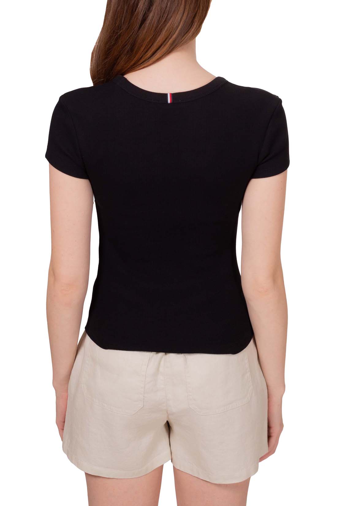 TOMMY HILFIGER - T-shirt donna slim a costine  - Taglia XL-10