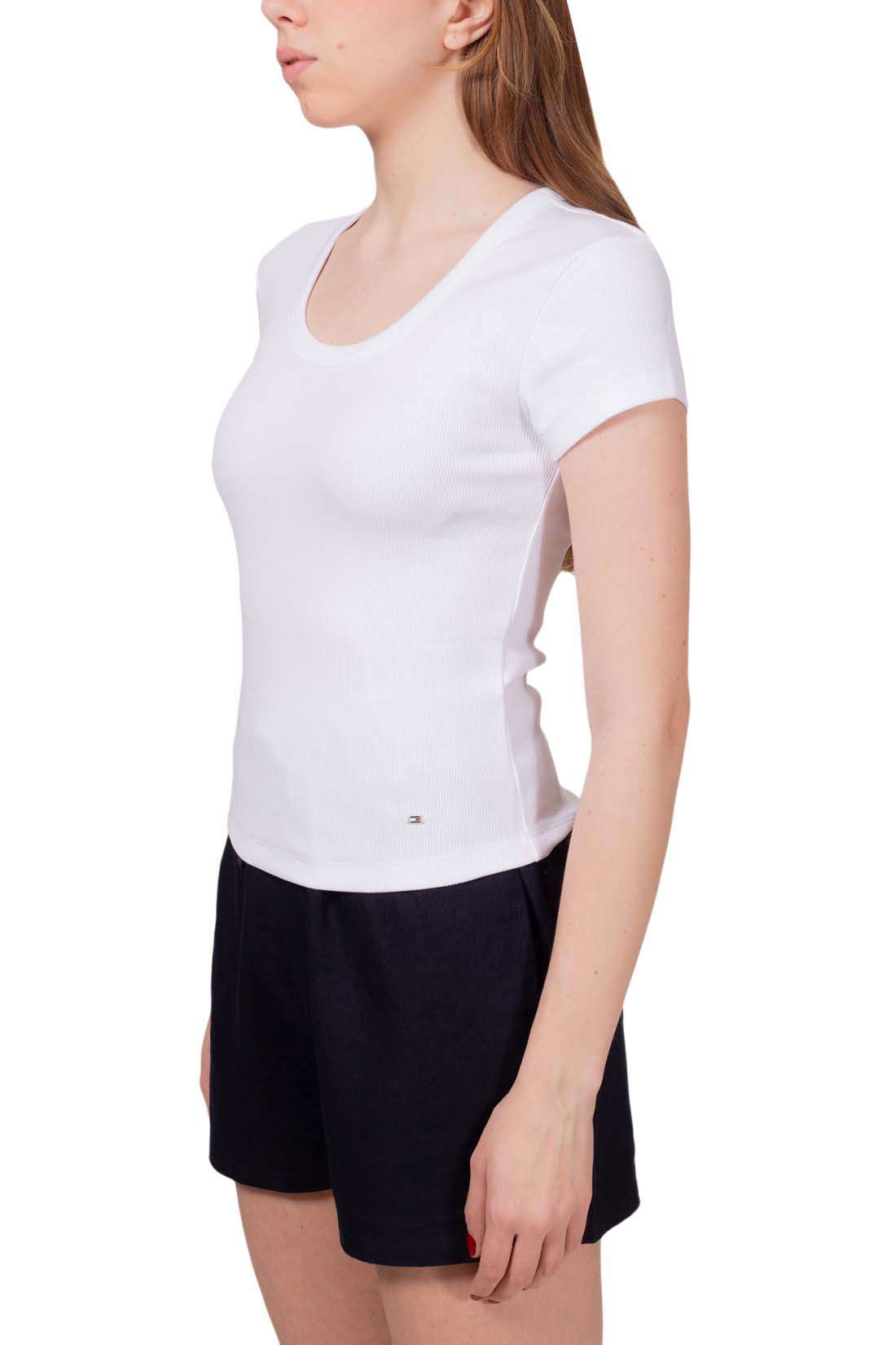 TOMMY HILFIGER - T-shirt donna slim a costine  - Taglia XL-19