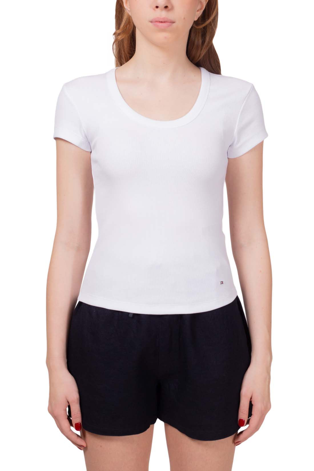 TOMMY HILFIGER - T-shirt donna slim a costine  - Taglia XL-21