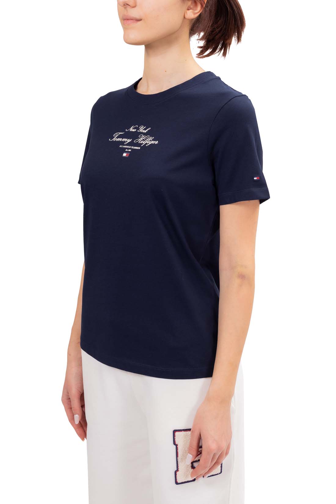 TOMMY HILFIGER - T-shirt donna regular con logo  - Taglia XL-1