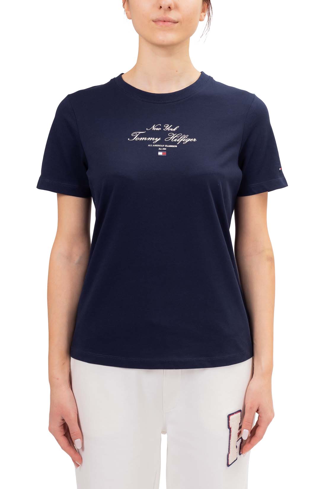 TOMMY HILFIGER - T-shirt donna regular con logo  - Taglia XL-7