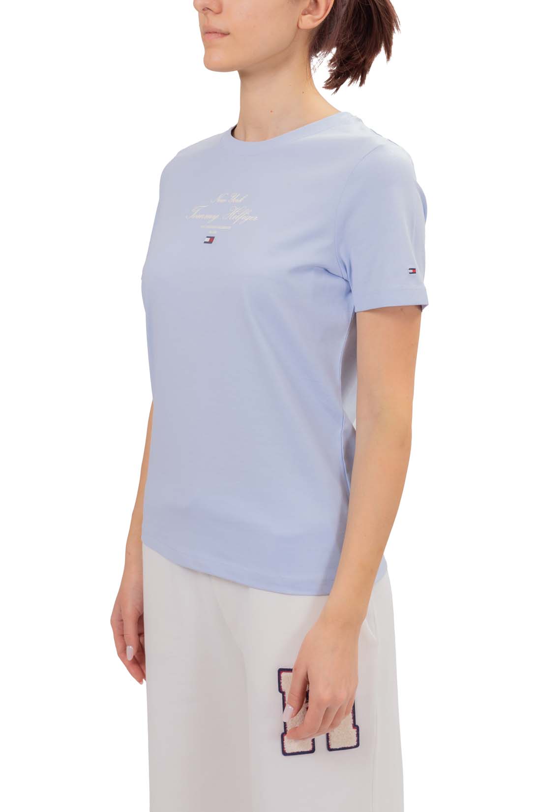 TOMMY HILFIGER - T-shirt donna regular con logo  - Taglia XL-9