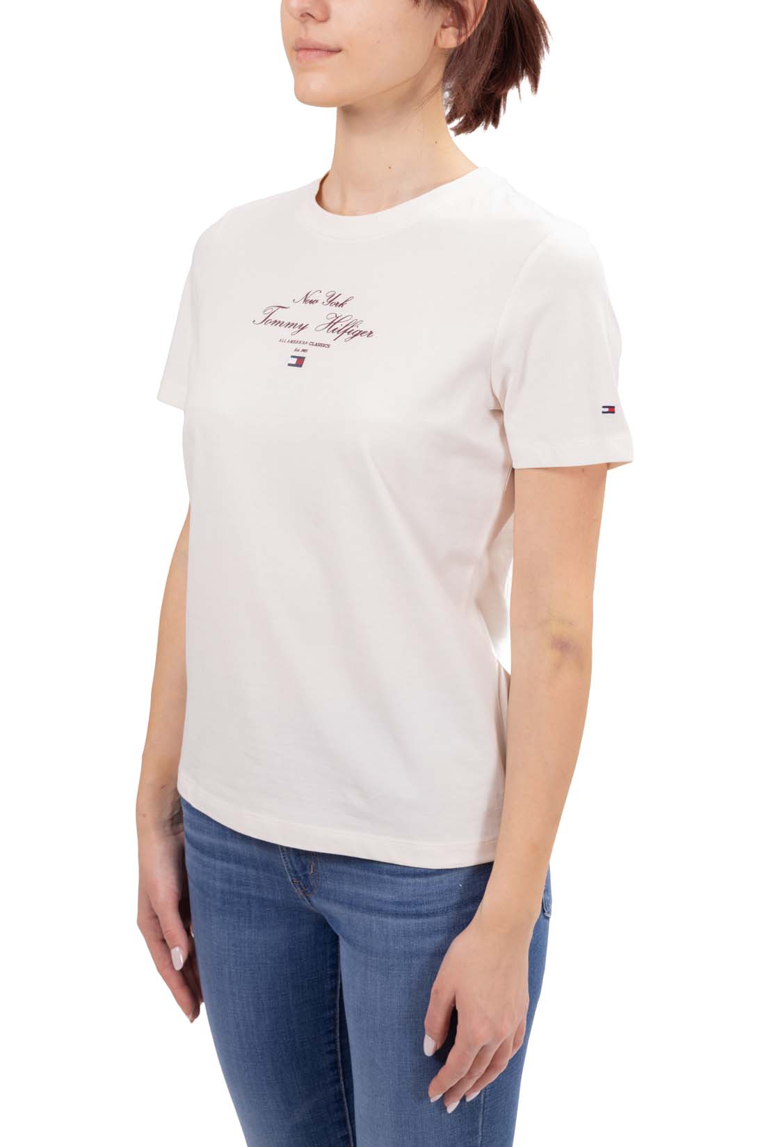 TOMMY HILFIGER - T-shirt donna regular con logo  - Taglia XL-13