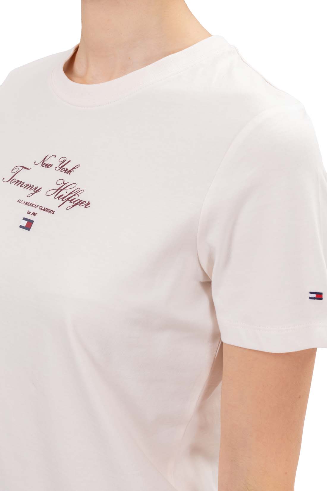 TOMMY HILFIGER - T-shirt donna regular con logo  - Taglia XL-12