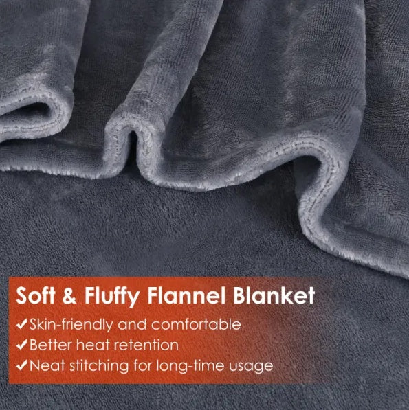 USB Heated Blanket Wrap 59x31 in – Wearable Electric Poncho Shawl with Zipper, Washable