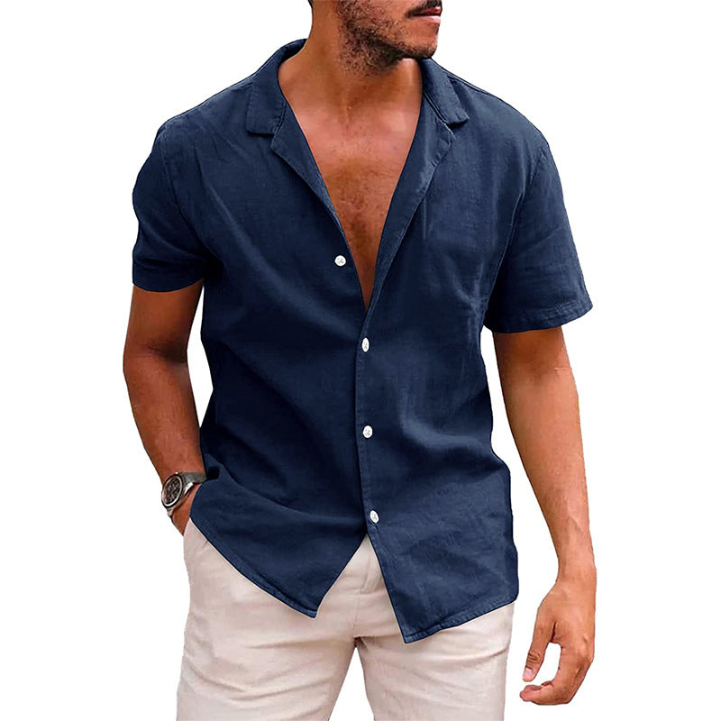 Men's Short Sleeve Button-Down Beach Shirt