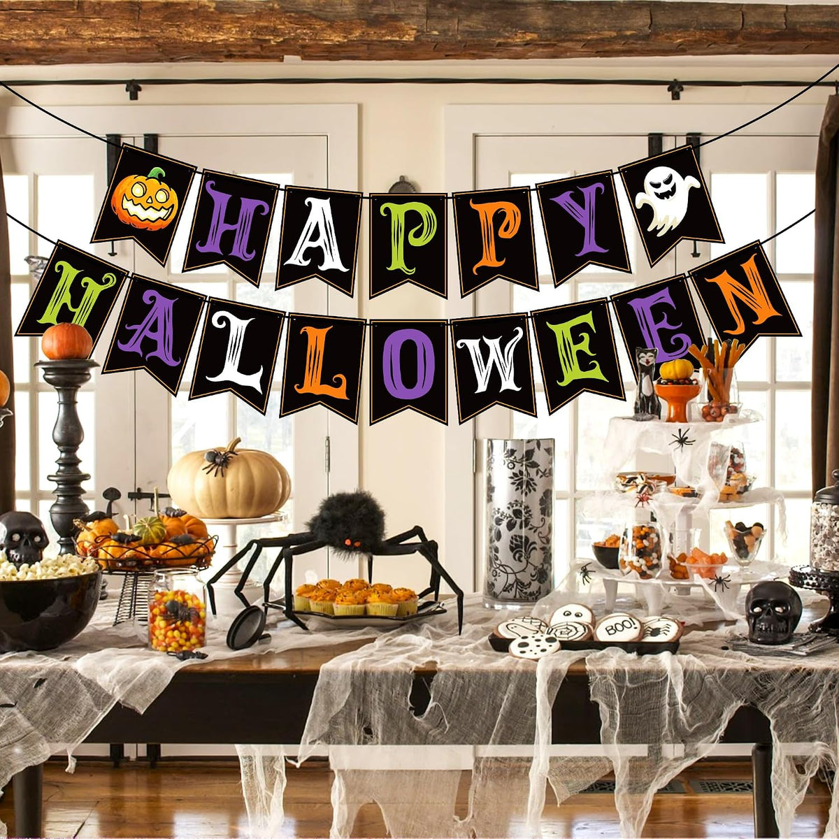 Happy Halloween Banner – Indoor & Outdoor Party Garland, Trunk-or-Treat Backdrop