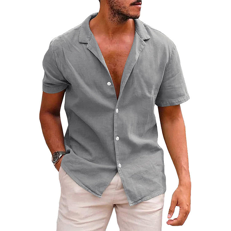 Men's Short Sleeve Button-Down Beach Shirt