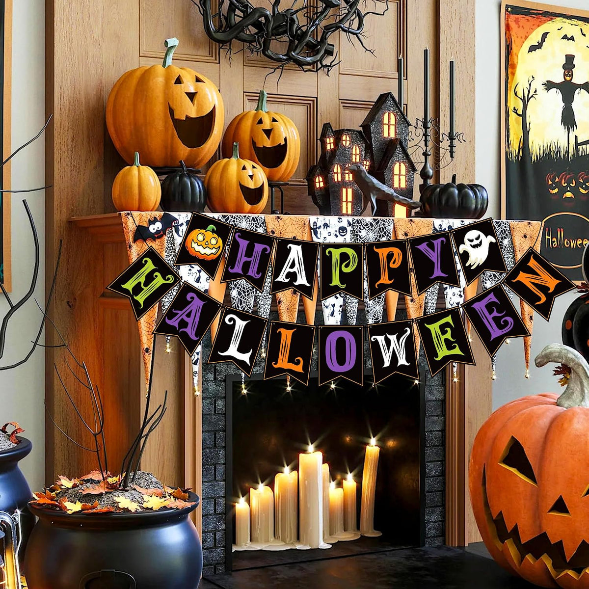 Happy Halloween Banner – Indoor & Outdoor Party Garland, Trunk-or-Treat Backdrop