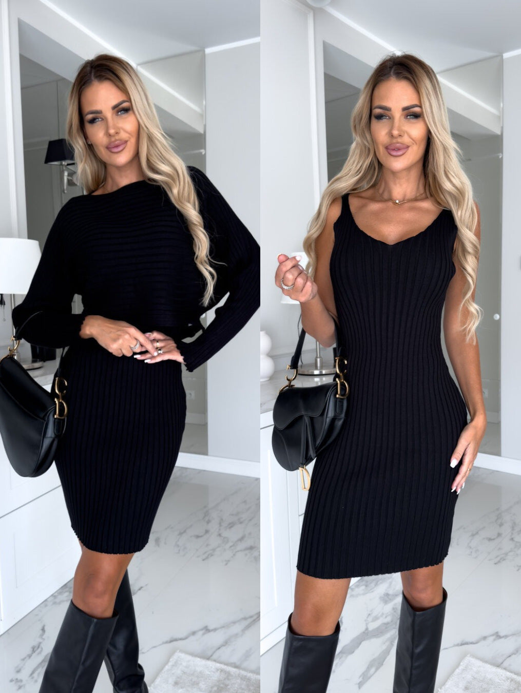 Women's Striped Long Sleeve Top & Suspender Skirt Set