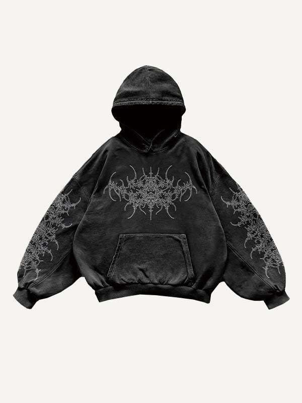 Vintage Skull Print Pullover Hoodie